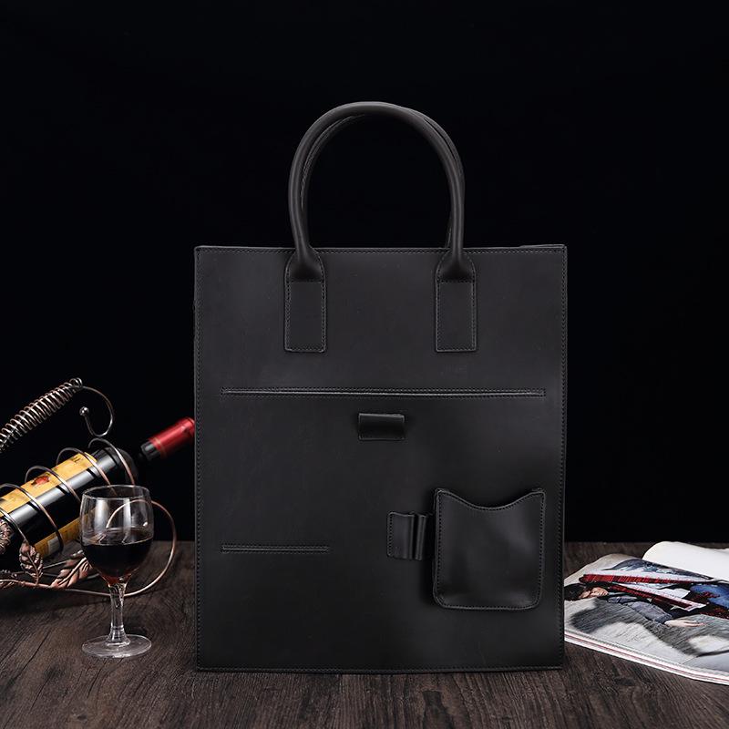 Business Briefcase Men Vintage Large Capacity Leather Wearable handbag Crossbody Bags Shoulder Bag