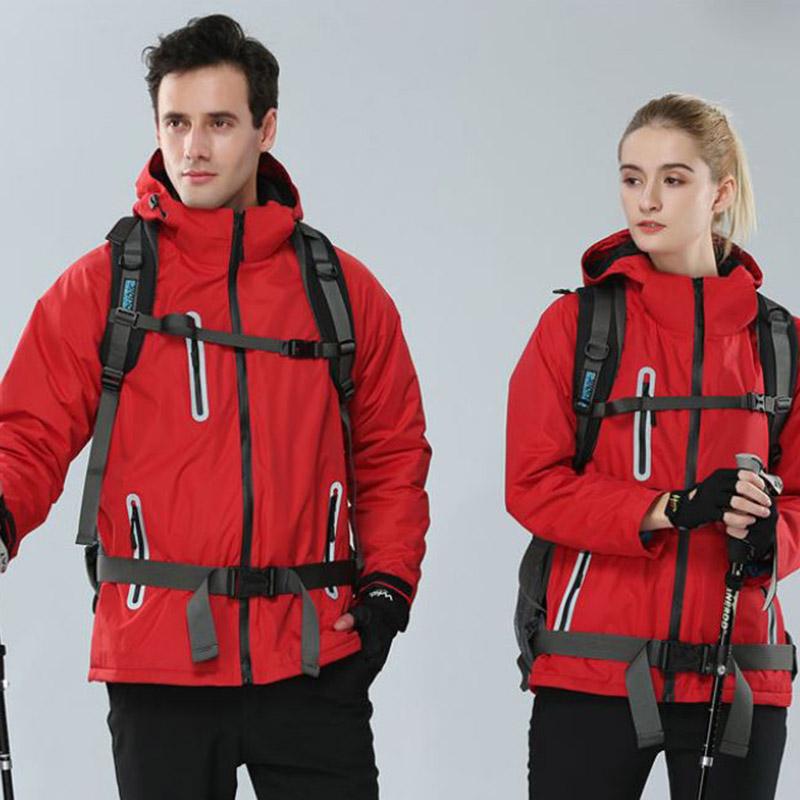 Winter Hooded Jackets Windproof Wearable Mountaineering Jacket Plus Fleece Thicken Warm Waterproof Ski Jacket Outdoor Sports