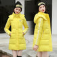 Women Winter Thickening Coats Hooded Jackets Stripes Plus Size Warm Mid-length Slim Padded Jacket Medium Long Bright Color Girls Student Coat