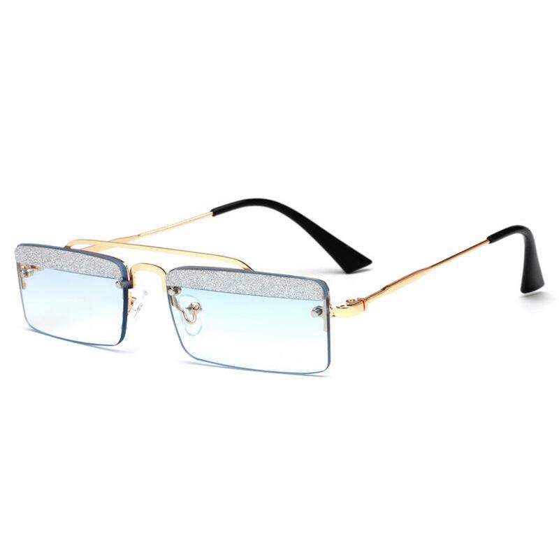 WTEMPO Personalized Eyebrow Metal Square Sunglasses Women Men Fashion Anti-UV Small Frame Sun Glasse