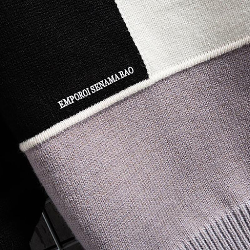 Men's Sweatshirts Autumn Mid-collar Thick Section Half High Neck Youth Knit Sweater Color Matching Men Sweater