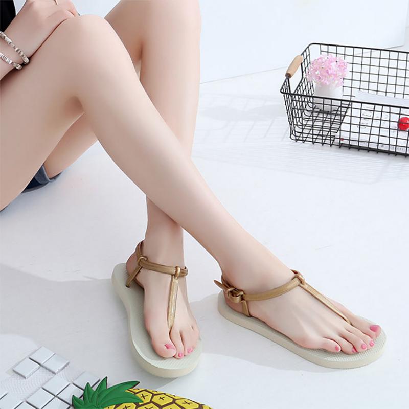 Sandals Women's Summer Flat Korean Flip Flops Student Roman Beach Shoes Fashion Simple Flip Sandals and Slippers Non-slip