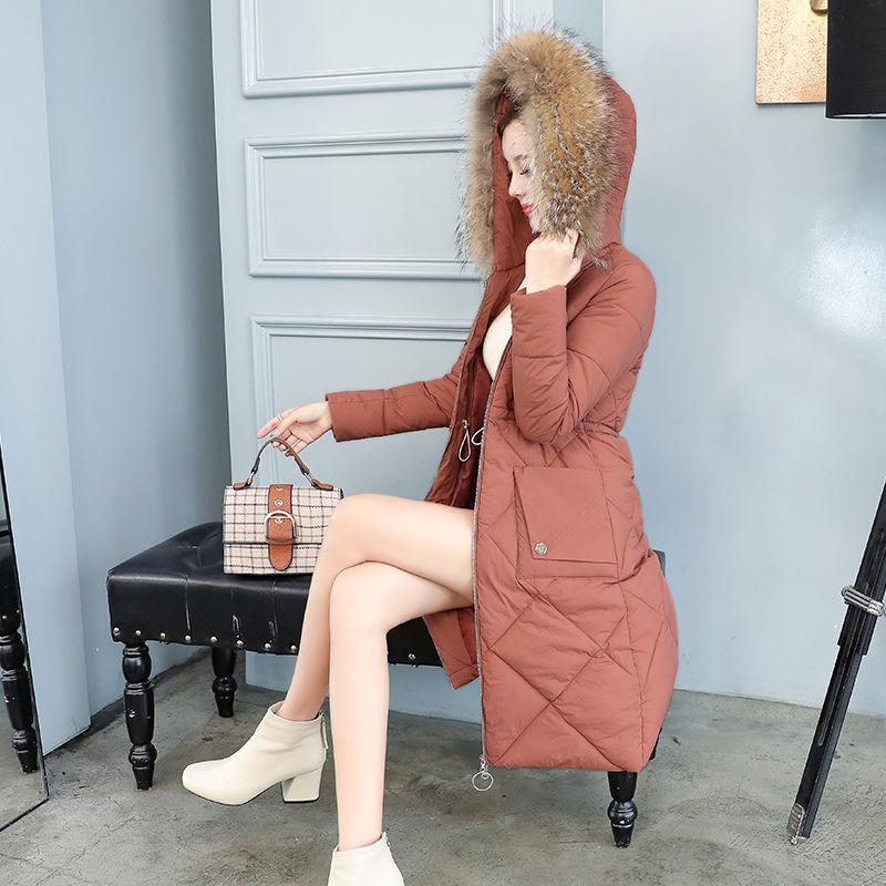 Winter Women's Parka Coat Warm Jacket Women's Thick Down Cotton Quilted Coat With Hooded Fur Collar