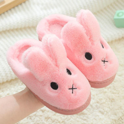 Baby Girls Cotton Slippers Winter Children's Cute Rabbit Plush Slippers Boys Home Indoor Shoes Furry Kids Slippers