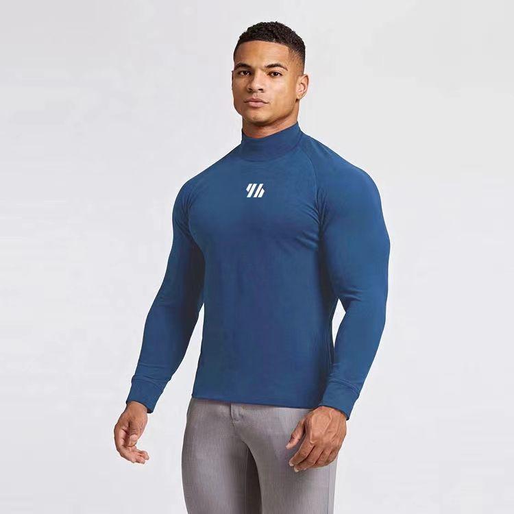 Long-sleeved Mid-high-neck Men's Long-sleeved Sportswear High-necked Tights Men's Bottoming Shirt Keeps Warm and Comfortable