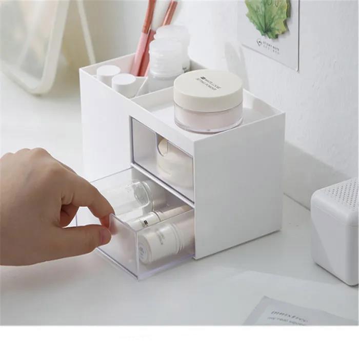 Desktop Storage Storage Box Large Capacity Double Drawer Jewelry Box European Dresser Makeup Hand Jewelry Box Pen Holder