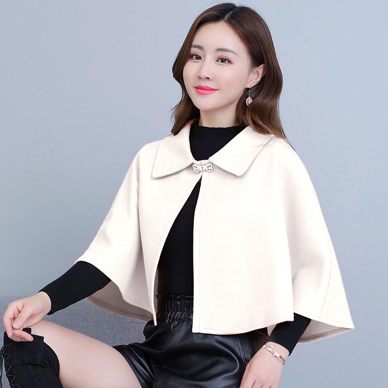 Jacket Women's Autumn and Winter All-match Shawl Cloak Outside Short Cloak Woolen Coat Temperament Elegant Lady Shawl