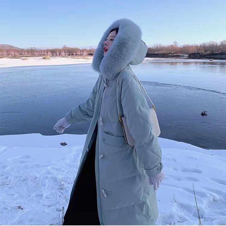Good Quality Winter Cotton-padded Jacket Women's Mid-length Down Padded Jacket Thickened Warmth Over The Knee Large Fur Collar Padded Jacket