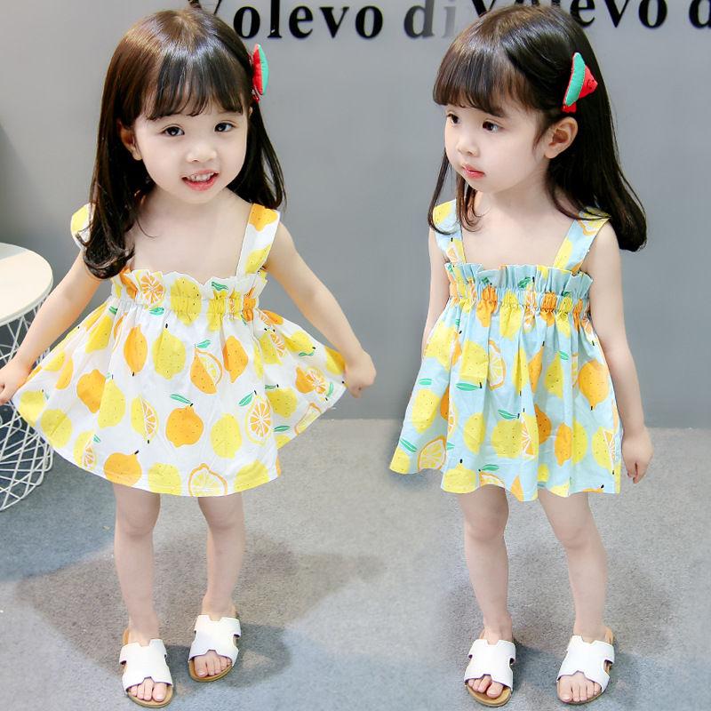 Children Dress Girls Summer Thin Suspender Dress Plaid Sleeveless Floral Princess Dress A-line Ruffle Dress
