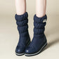 Snow Boots Comfy Flat Heel Round Toe Slip-On Solid Med Heel Platform Winter  New Ladies Shoes Mid-Calf Women Boots