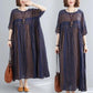 WTEMPO Women Plus Size Dress Summer Short Sleeve Round Neck Long Dress Casual Full Length
