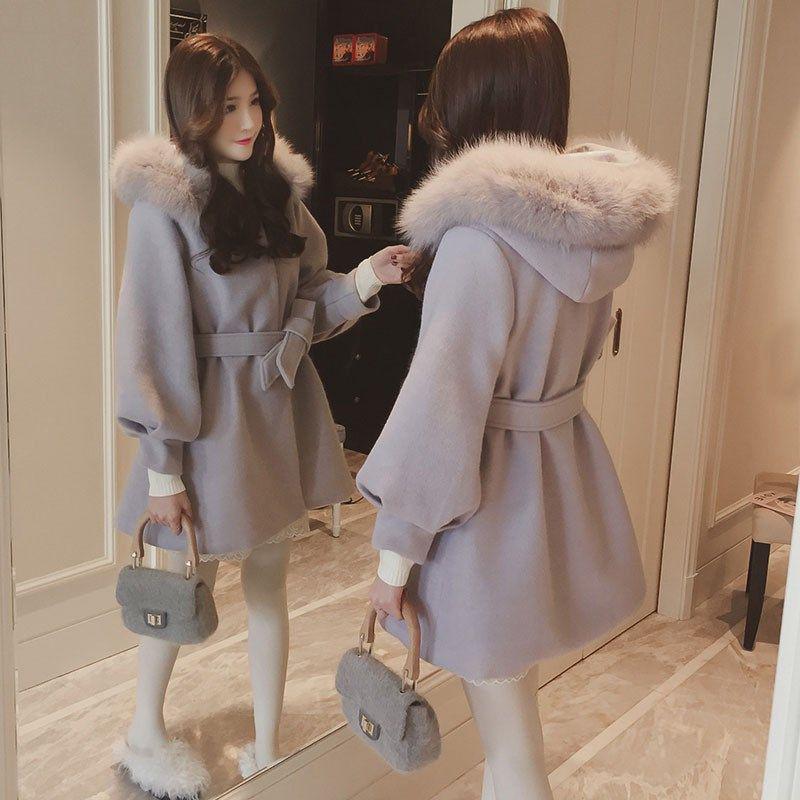 Plus Size Winter and Autumn Lattice Coat Thickening Woolen Cloth Overcoat