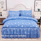 Four-piece Bed Skirt Printed Bedding Skin-friendly Sanding Quilt Cover Pillowcase Bilateral Bed Skirt Set