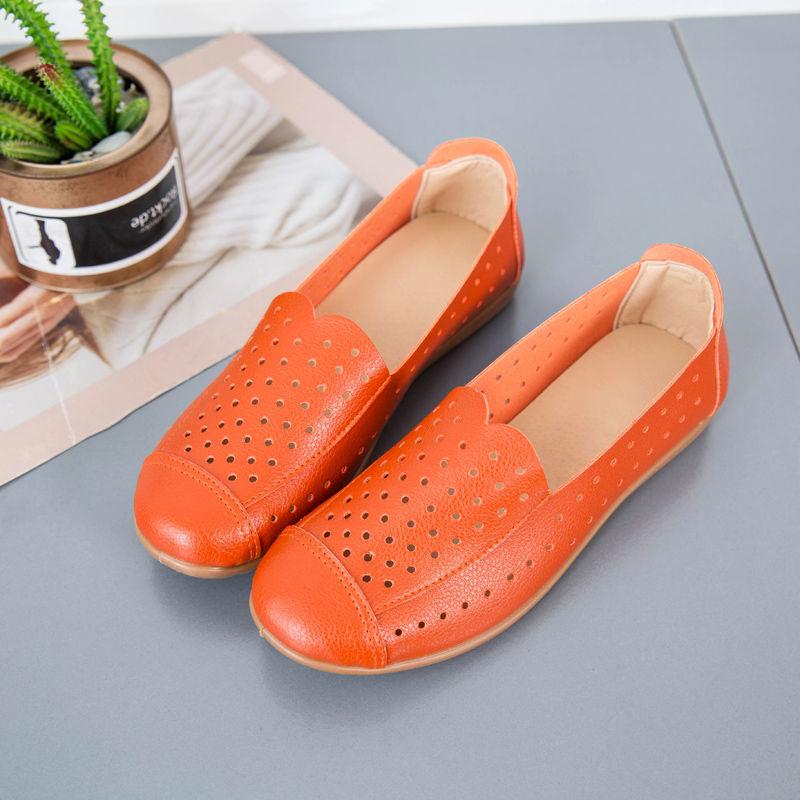 Spring Summer Women's Hollow Sandals Flat Non-slip Set Foot Leather Shoes Casual Beef Tendon Soft-soled Shoes
