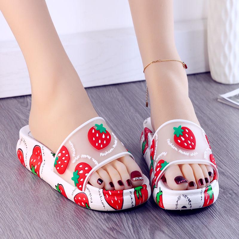 Summer Ladies Cartoon Non-slip Sandals  Slippers Home Soft-soled Bathroom Slippers Cartoon Cute Thick-soled Slippers