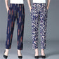 XL-5XL Women's Spring and Summer Elastic Waist Wide Leg Printed Casual Pants Female Plus Size Loose Simple Thin Cropped Pants
