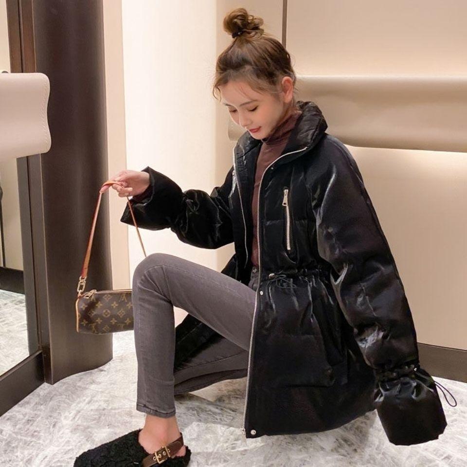 Women's Down Jacket Bright Face Down Jacket Mid-length Waist Princess Sleeve Jacket Women