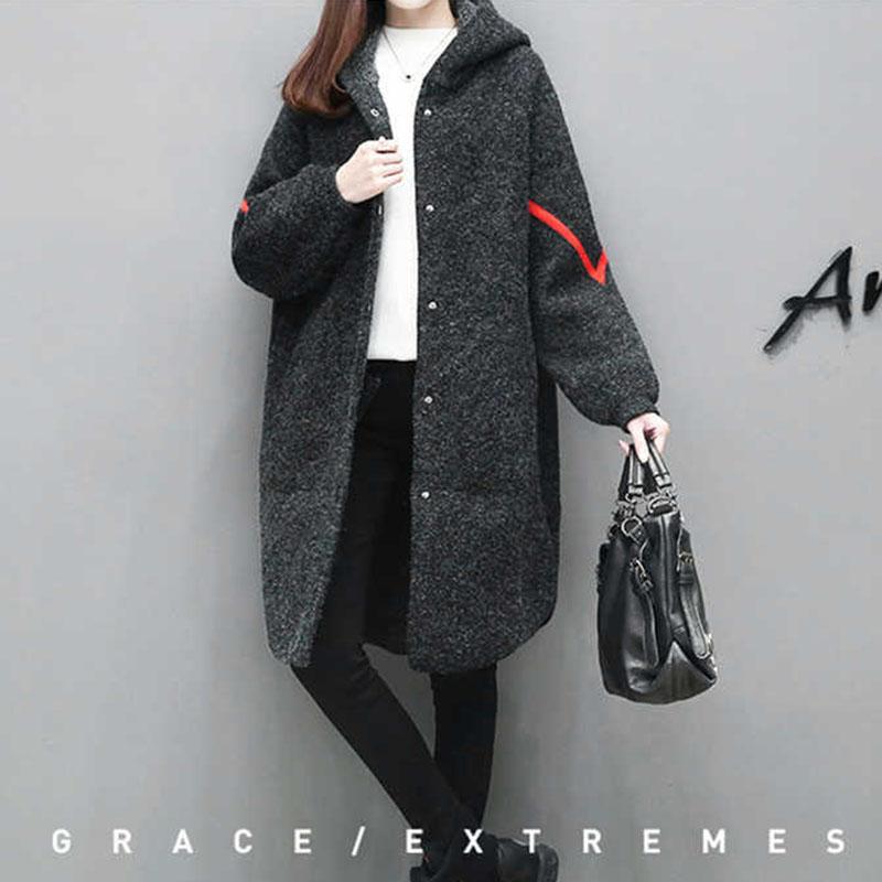 Autumn and Winter Plus Size Loose Sweater Mid-length Knitted Cardigan Jacket Jacquard Pattern Female Jacket