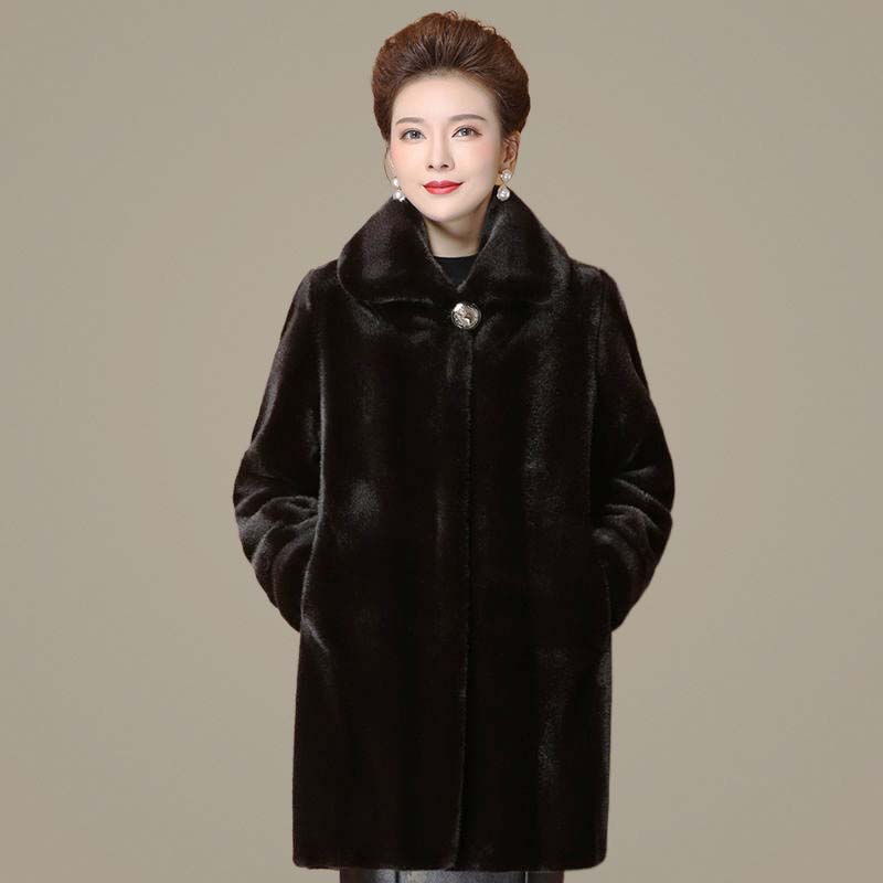 Winter Imitation Mink Fur Coat Female Fur One-piece Imitation Mink Velvet Fur Coat Mid-length Thickening