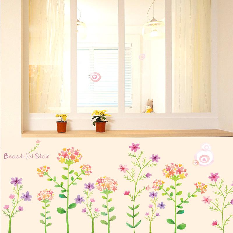 Flower bone skirting porch bathroom corner TV decorative wall stickers
