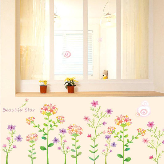 Flower bone skirting porch bathroom corner TV decorative wall stickers