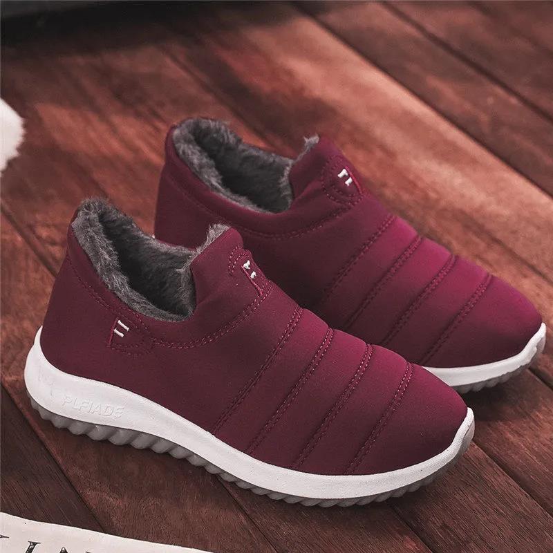 Winter Fleece Warm Sports Shoes Walking Shoes Flat Non-slip Women's Cotton Shoes