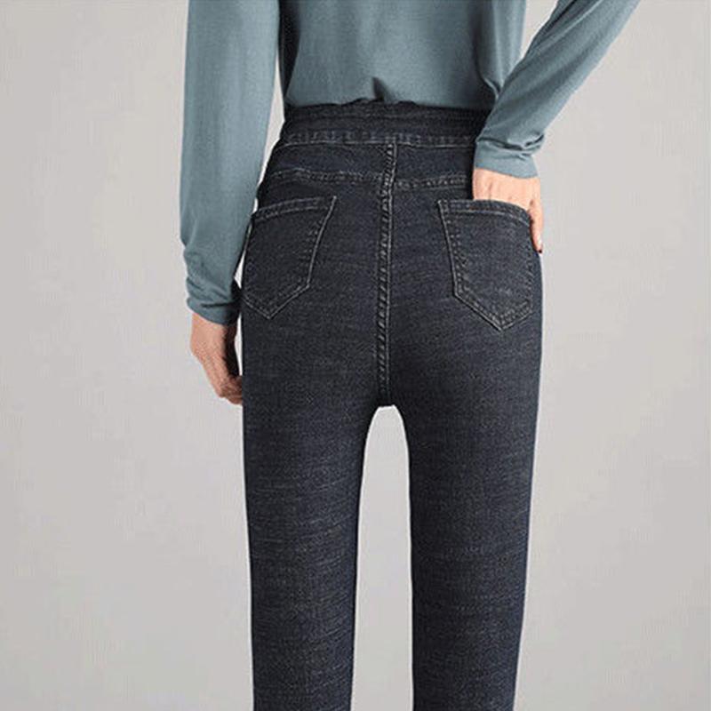 Spring and Autumn Models of Stretch Jeans Women's High-waisted Slim and Versatile Student's Slim Feet Nine-point Leggings