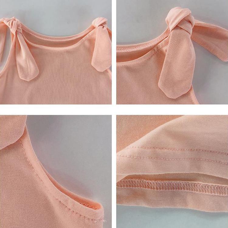 Summer Kids Cute Solid Vest Sleeveless Bow Tops Korean Style Slash Neck Loose Camisole Inside Out for Children Girls