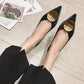 OL Style Velvet Pointed-toe Shoes Women Metal Round Decoration Flats Shoes Soft Low Heels for Ladies