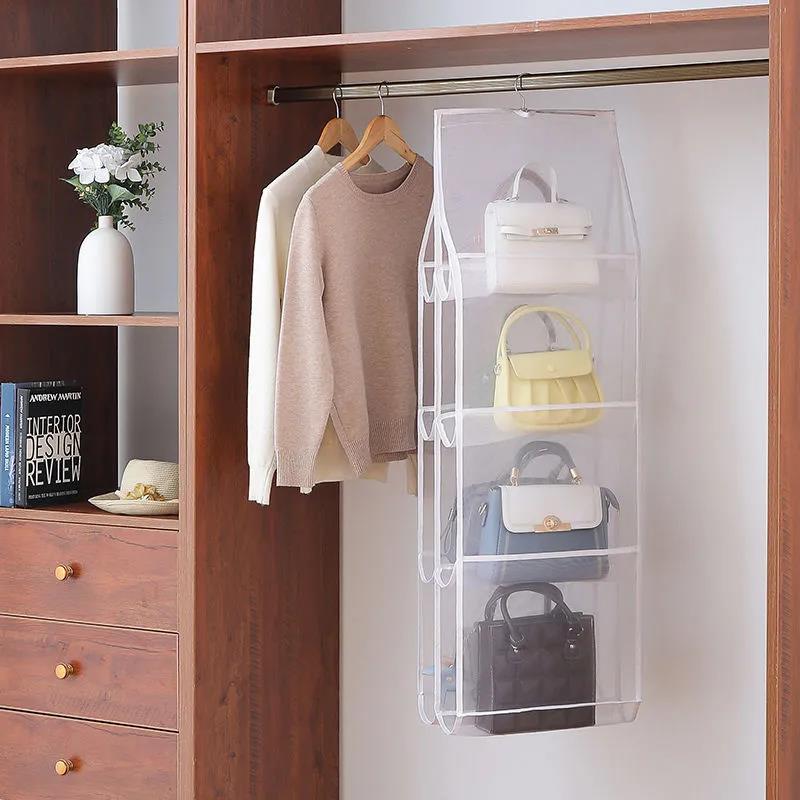 6/8 Pocket Bags Hanging Bags Handbags Wallets Storage Bags Double-sided Storage Artifacts Dustproof Suspension Punch-free Bags Wardrobe Storage Bags