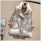 Autumn Winter Fashion Cotton Coat All-match Loose Casual Slim-fitting Sleeveless Stand-up Collar Bread Clothes Mid-length Women's Waistcoat Outwear