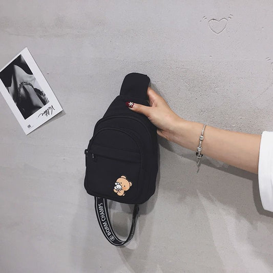 Canvas Bag Women's Casual Simple Solid Color Shoulder Bag Korean Version of Nylon Cloth Cute All-match Messenger Bag