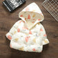 Plus Velvet Autumn and Winter Children's Padded Jacket Girls Hooded Padded Jacket 0-4 Years Old Warm Cotton Jacket Down Jacket