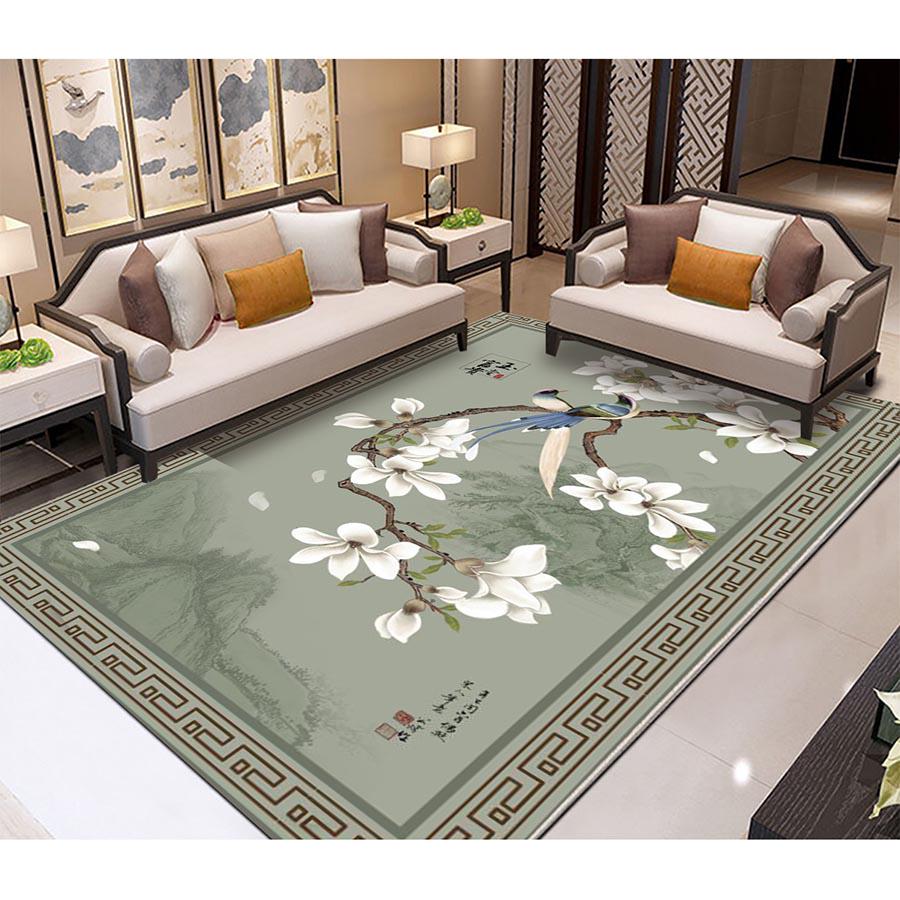 Creative Chinese Watercolor Flower Hallway Carpets for Living Room Sofa Kitchen Anti-Slip Floor Mat
