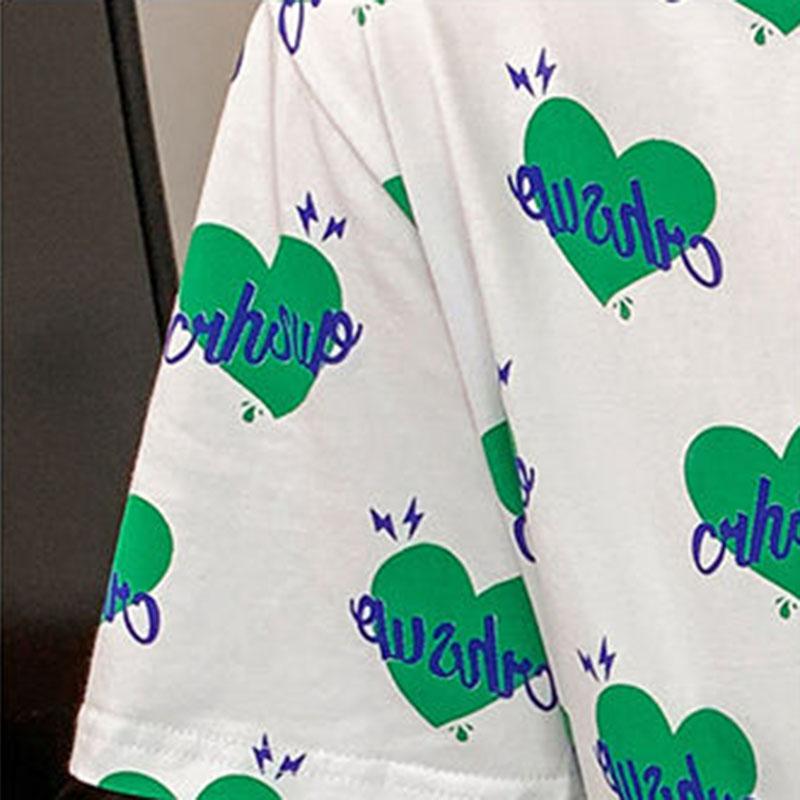 Sweet Round Neck Printed T-Shirt Women's Short Sleeve Summer Loose Top