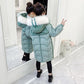 Girls' Warm Cotton Clothes Mid-length Padded Coat Winter Plus Velvet Padded Jacket