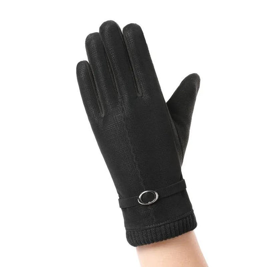 Women's Winter Cotton Gloves Touch Screen Cold-proof Plus Velvet Thickening Waterproof Mittens for Riding Driving Thermal Solid Gloves Knitting Gloves