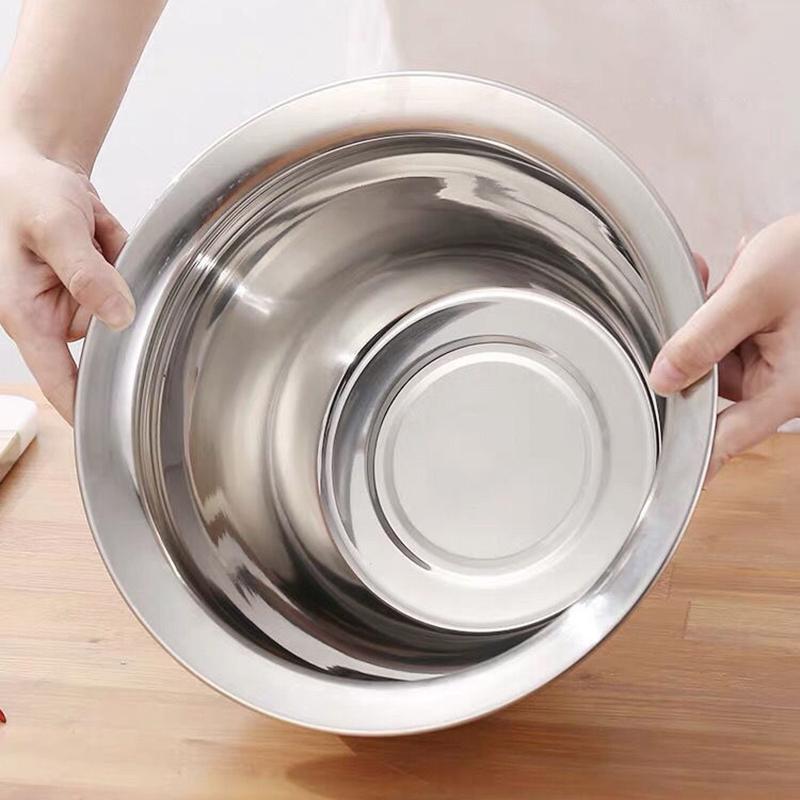 Extra-thick Stainless Steel Oil Basin with Lid Large Soup Basin with Seasoning Round Lard Egg Beater