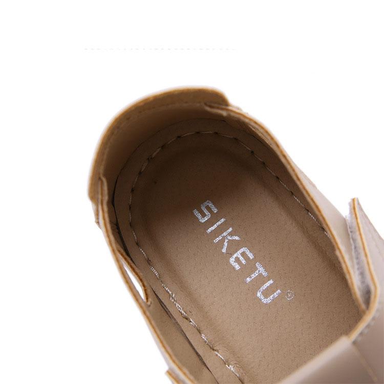 Office Ladies Spring Summer Large Size Breathable Flat Sandals Women's Autumn Solid Color Hollow Casual Leather Single Sandals