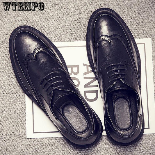 Men's Leather Shoes Brock Casual British Breathable Hair Stylist Wedding Shoes