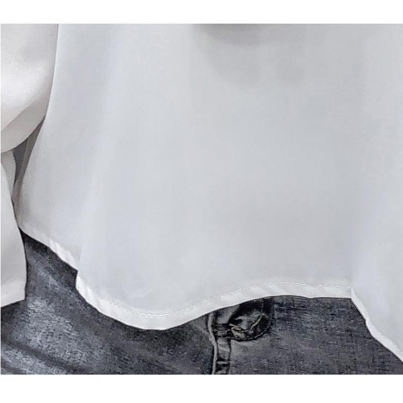 Spring and Summer Tied Wide Loose Long-sleeved Bow-knot Shirt Female Design Sense Niche Chiffon Shirt Top Trumpet Sleeve Bow Neckline Lady