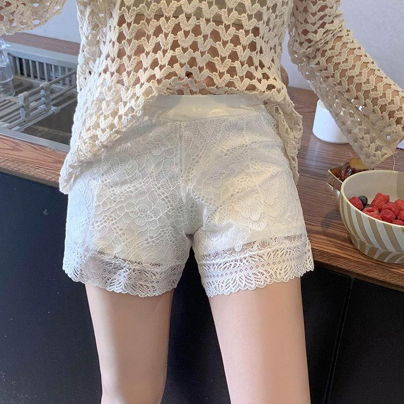 WTEMPO 3 Colors Double Layer Women  Lace Shorts Thin Safety Pants Home Outside Anti-exhaust  Shorts