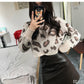 Autumn Fashion Loose Sweater Leopard Print Short Loose Pullover Short Round Neck Young Women's Knitwear