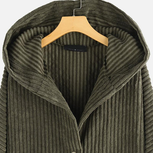 Autumn Winter Jacket for Women Corduroy Hooded Coats Solid Casual Plus Size Parkas