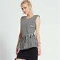 Fashion Summe Strip Stitching Pleated Stripe Slim Sleeveless Fake Two-piece Dress Package Hip Dress