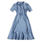 Female Shirt Chiffon Casual Dress High Waist Elegant Medium Length Vacation Dress Slim Vintage Holiday Dress