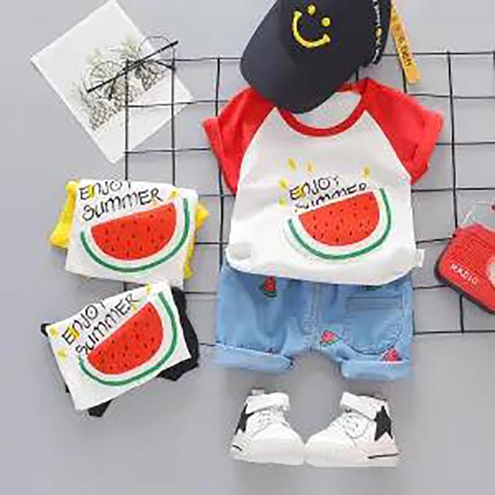 Baby Boys Girls Cartoon Clothes Outfit Suit Cute Children Summer Cotton 1 2 3 Years Kids Boys Clothes Sets T-Shrit+Shorts