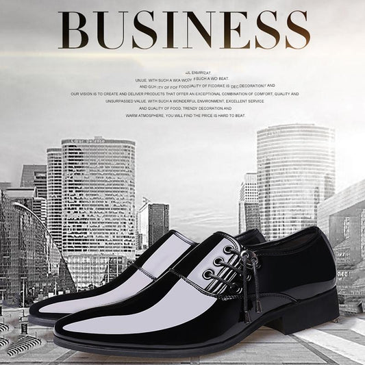 British Men's Leather Shoes Increase Formal Wear Business Shoes Cover Foot Casual Wedding Shoes