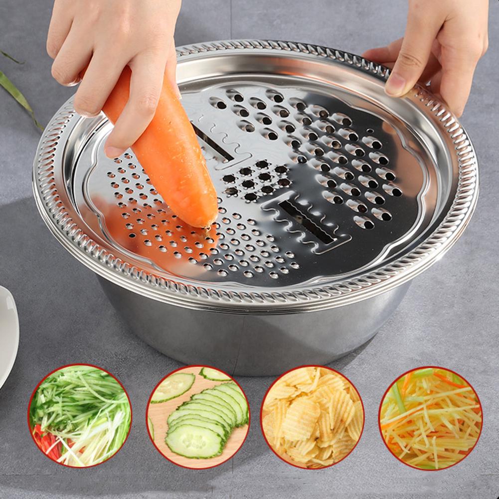 3PCS/Set Kitchen Graters Cheese Grater with Stainless Steel Drain Basin for Vegetables Fruits Salad