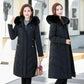 Winter Women Long Jacket Warm Jackets Thickening Coats Fur Collar Hooded Coat Down Jacket Parkas for Women Casual Solid Color Outerwear